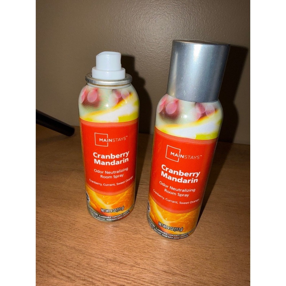 2 Mainstays CRANBERRY MANDARIN Odor Neutralizing Room Spray Mist Perfume 4 oz